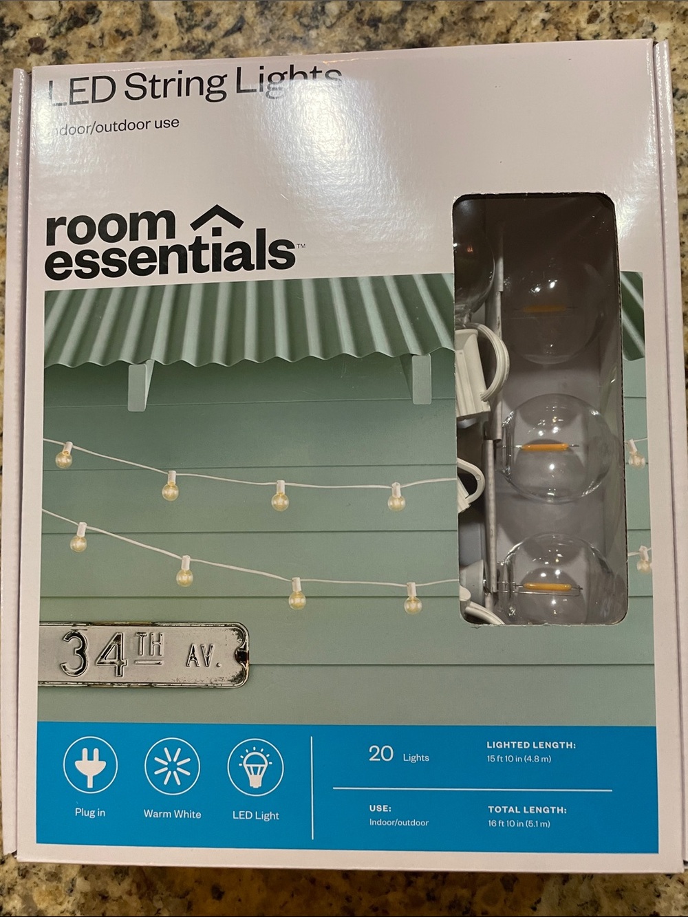 room essentials Warm White Bulb String Lights